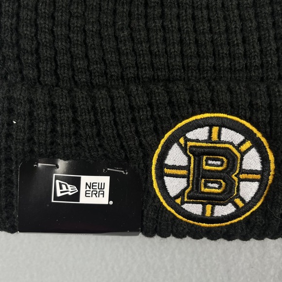 Boston Bruins New Era Beanie Adult Black NHL Hockey Waffle Knit Winter Snow NEW - Picture 3 of 7